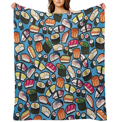 Blue Sushi Throw Blanket