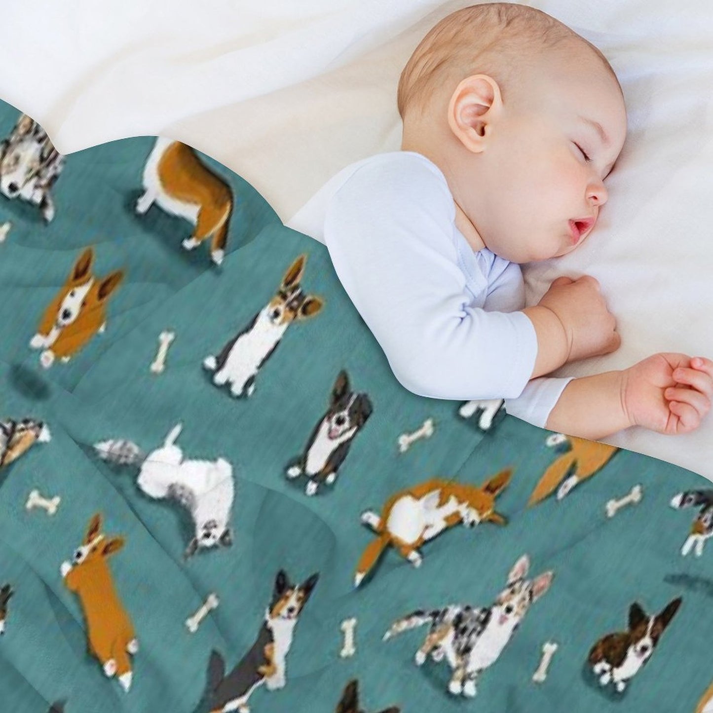 Cardigan Corgi Pattern on Teal Throw Blanket