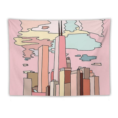 Chicago Sunset by Sasa Elebea Tapestry