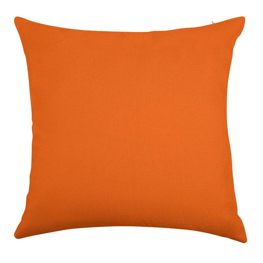 Festive Orange Accent Solid Color Decor Linen Throw Pillow Cover