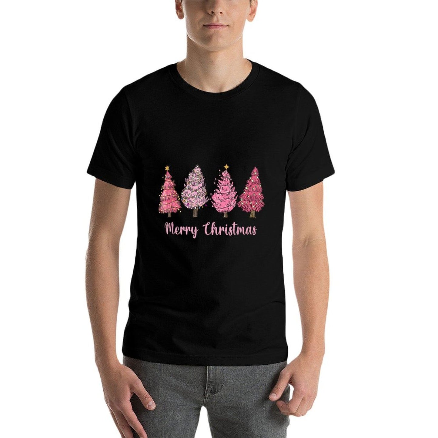 Merry And Bright Pink Christmas Tree Pink Christmas Tree  Slim-fit Cut T-Shirt