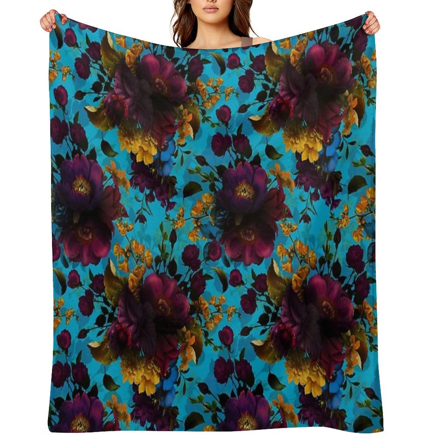 Moody Florals - Mystic Botanical Night Garden 13 Nightgarden Throw Blanket