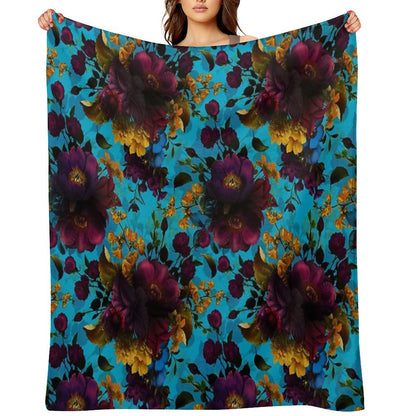 Moody Florals - Mystic Botanical Night Garden 13 Nightgarden Throw Blanket