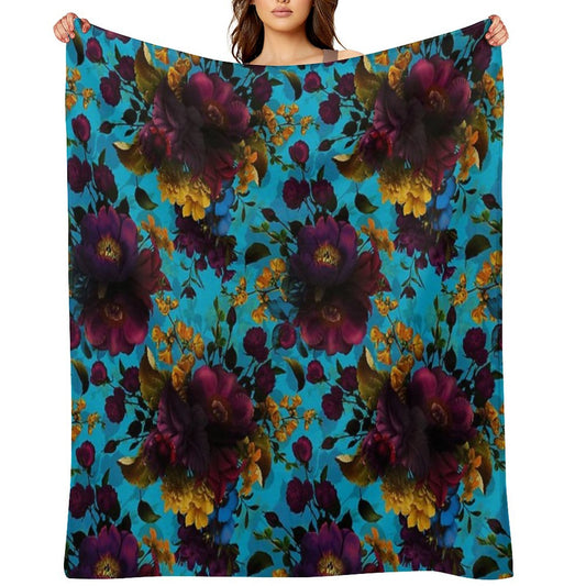 Moody Florals - Mystic Botanical Night Garden 13 Nightgarden Throw Blanket