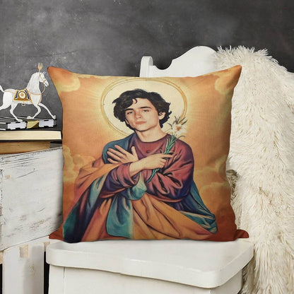 Timothee Chalamet Saint Linen Throw Pillow Cover