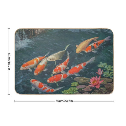 Koi Fish Pond  Goldfish Bath Mat