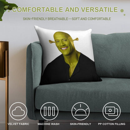 Shrek - Dwayne The Rock Johnson - Work of Art Soft High-Density Material Throw Pillow