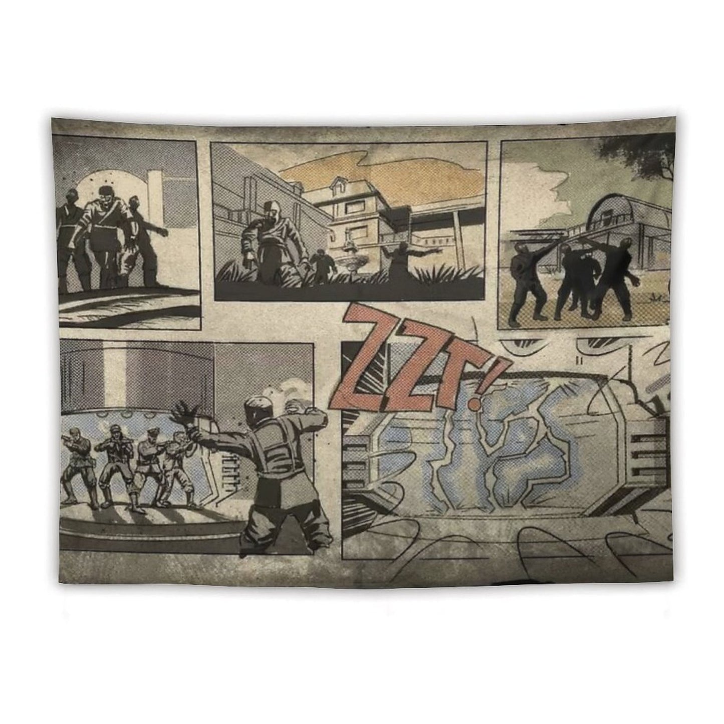 Zombies Loading Screen Comic Tapestry
