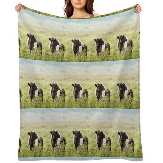 Belted Galloway Cow And Calf Throw Blanket