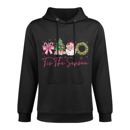 Tis The Season Pink Santa Christmas Coquette Bow Women Versatile Streetwear Hoodie