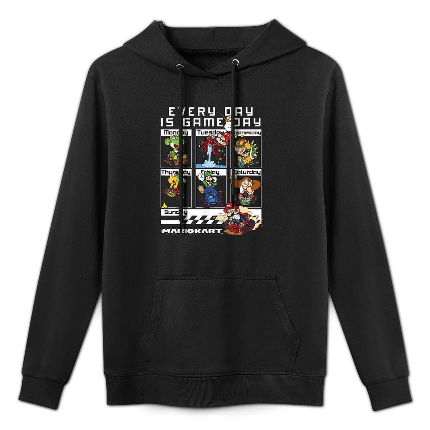 Mario Kart Everyday Is Game Day Group Shot Graphic Shrink-Resistant Hoodie