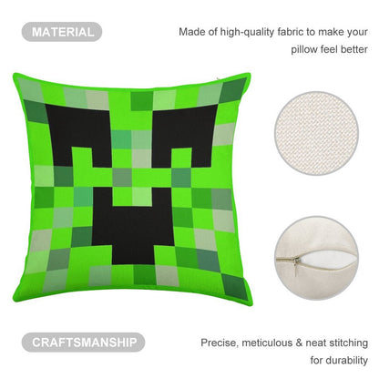 Kawaii Creeper Linen Throw Pillow Cover