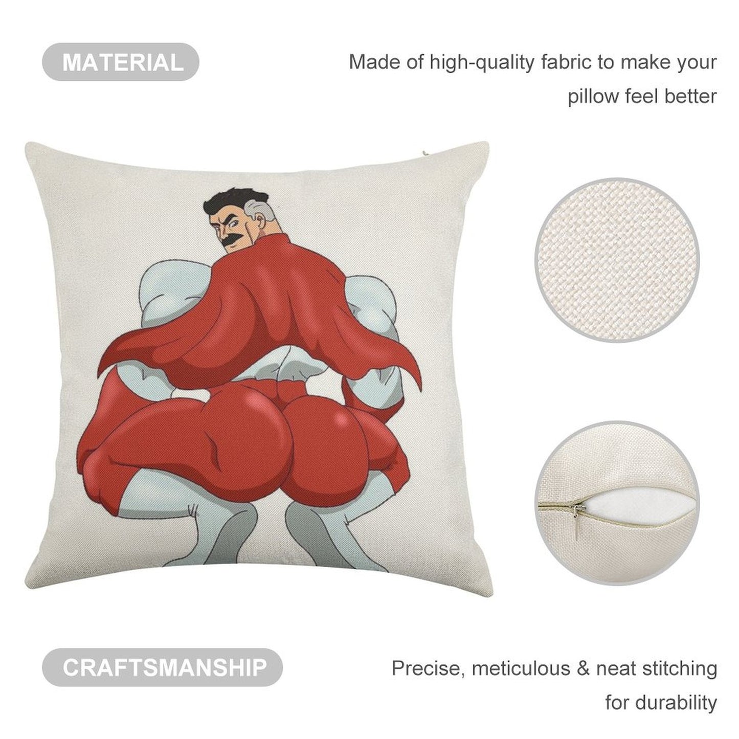 Invincible Think Mark Thicc Booty Omni Man Linen Throw Pillow Cover