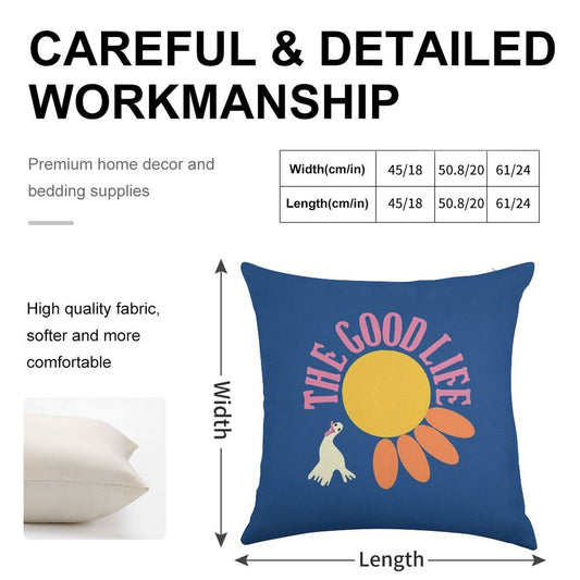The Good Life Linen Throw Pillow Cover