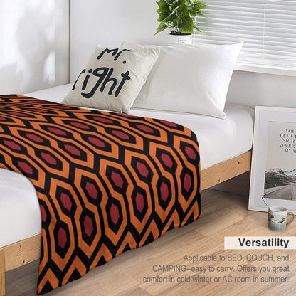Geometric Pattern Looped Hexagons OrangeRedBlack Throw Blanket