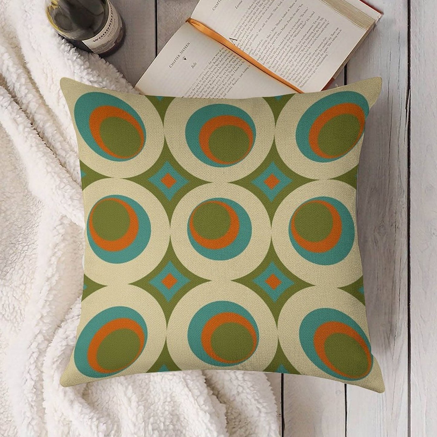 Mid-Century Modern Funk 2 Linen Throw Pillow Cover