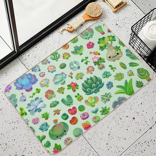 Baby Succulents - Mix (green)  High-Traffic Bath Mat