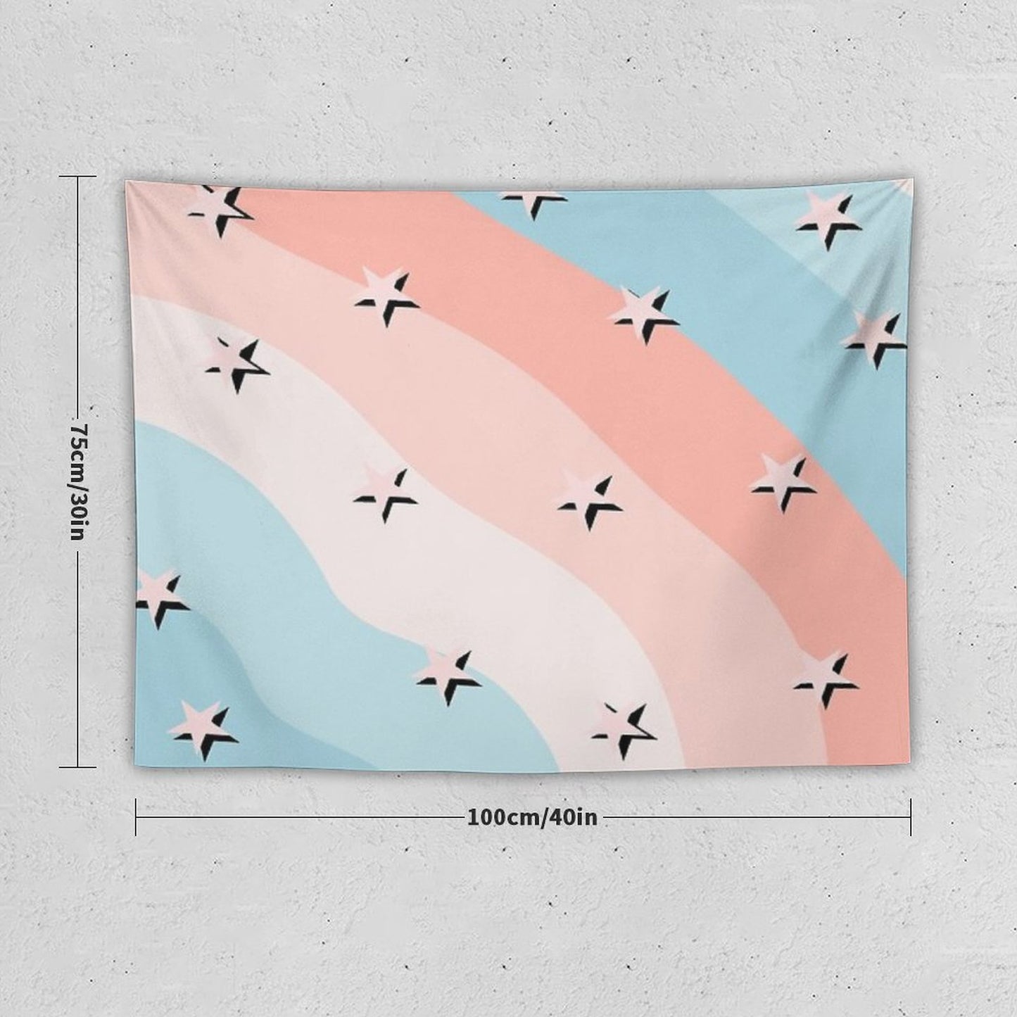 Cotton Candy Stars Striped Pattern Tapestry