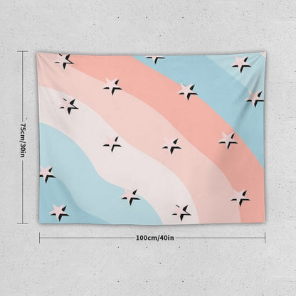 Cotton Candy Stars Striped Pattern Tapestry