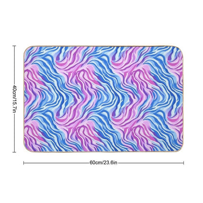Abstract Wavy Lines Pattern Texture  Long-Lasting Bath Mat