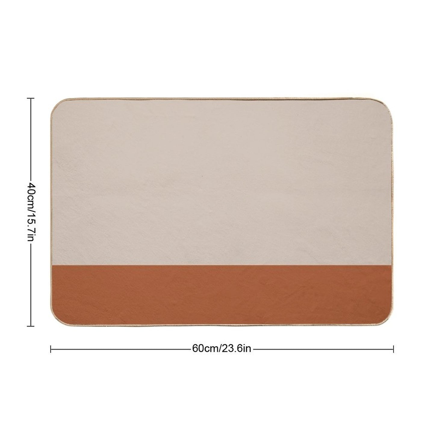 Minimalist Color Block Cuffed Solid in Putty And Clay Rust Terracotta Bath Mat