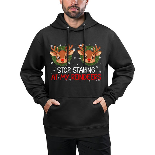 Stop Staring at My Reindeer Cute Christmas Xmas Women Customizable Surface Hoodie