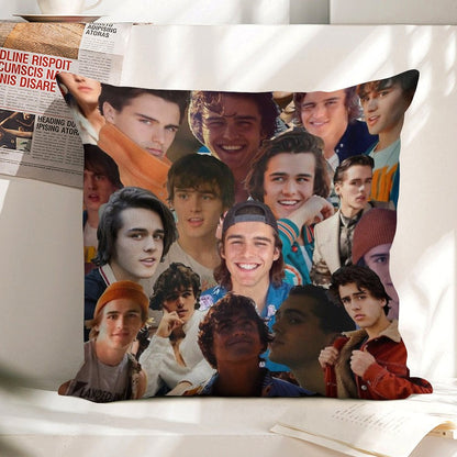 Charlie Gillespie Photo Collage Linen Throw Pillow Cover