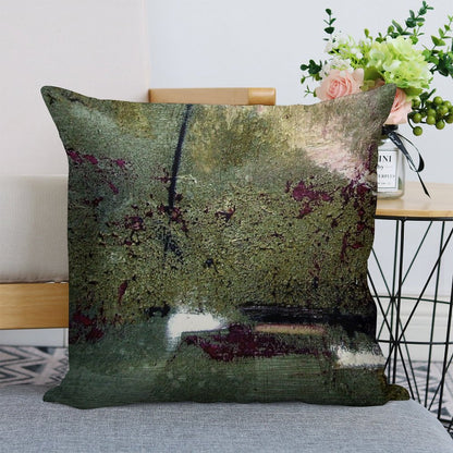 Sage And Plum Textured Abstract Linen Throw Pillow Cover