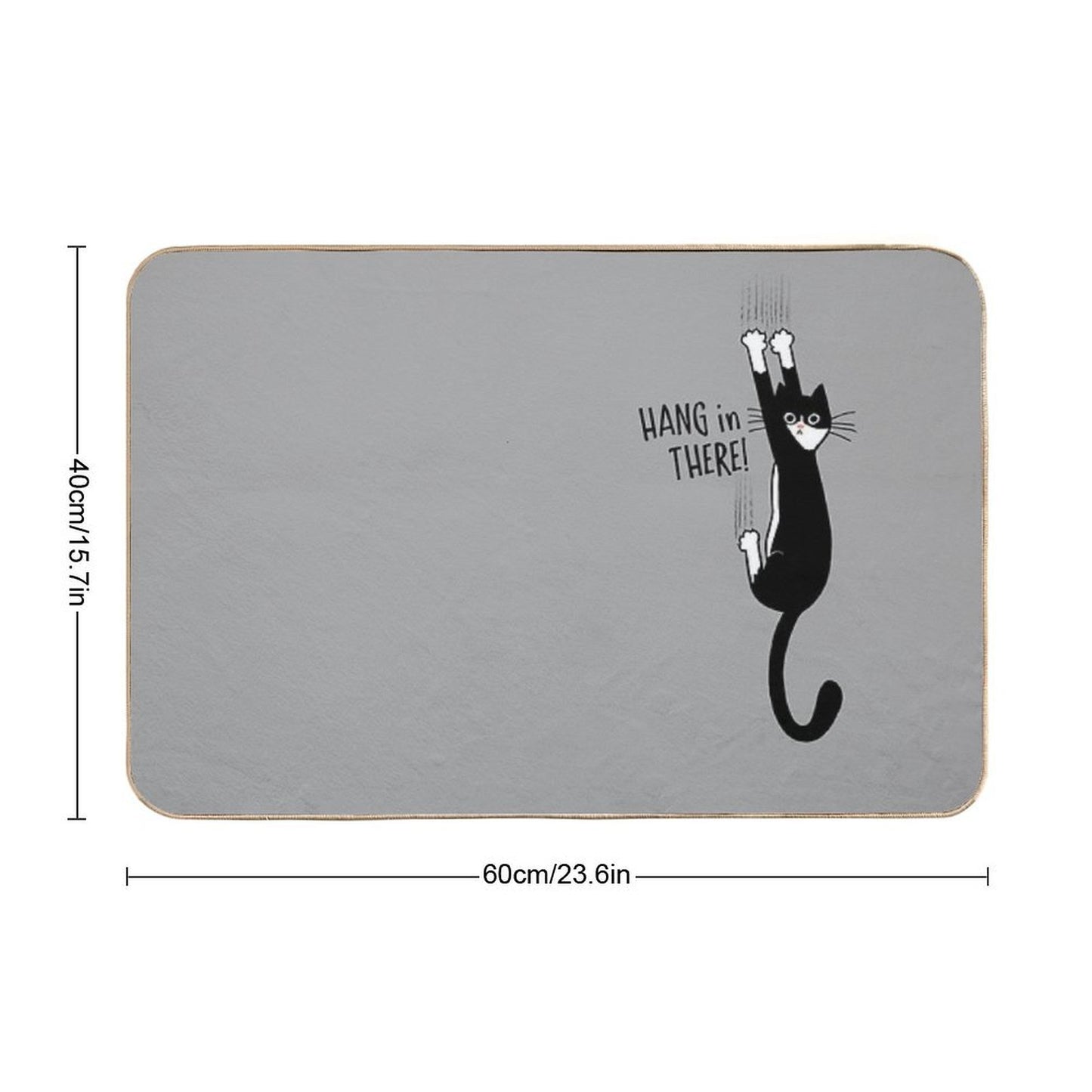 Tuxedo Cat Hanging On Hang In There! Funny Cat Hanging On With Claws  Long-Lasting Bath Mat