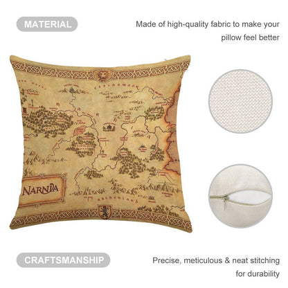 Map of Narnia Linen Throw Pillow Cover