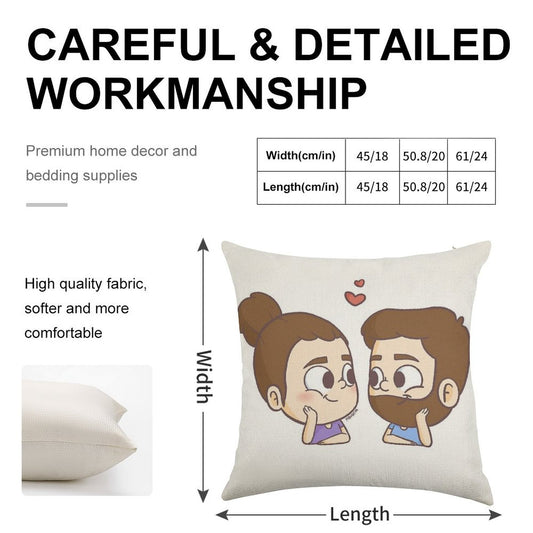 Together - Pibubear Linen Throw Pillow Cover