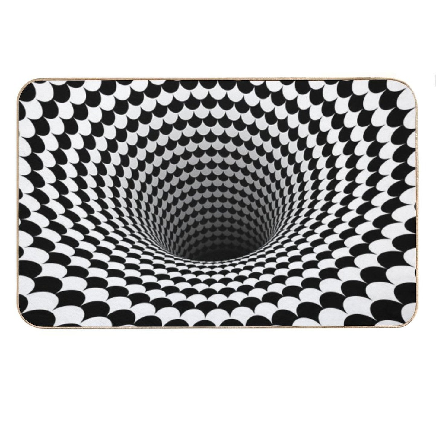 Optical Illusion Black And White Scales Houndstooth Black Hole Vortex Bath Mat