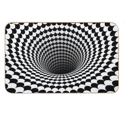 Optical Illusion Black And White Scales Houndstooth Black Hole Vortex Bath Mat