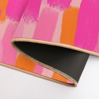 Abstract, Pink with Orange, Paint Brush Effect Bath Mat