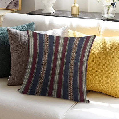 Navy Stripe Burgundy And Dark Blue Country Tapestry Soft Gift Ready Throw Pillow