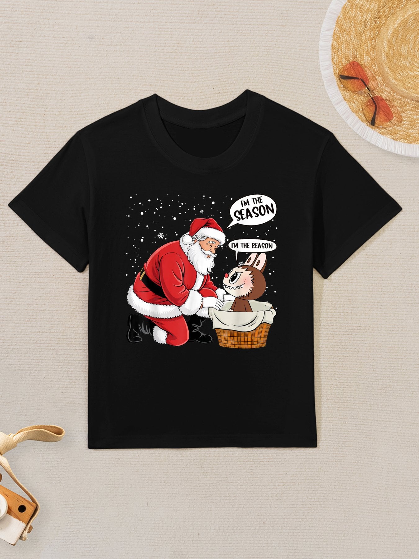 Labubu Is The Reason For The Season Santa & Labubu Xmas Kids T-Shirt