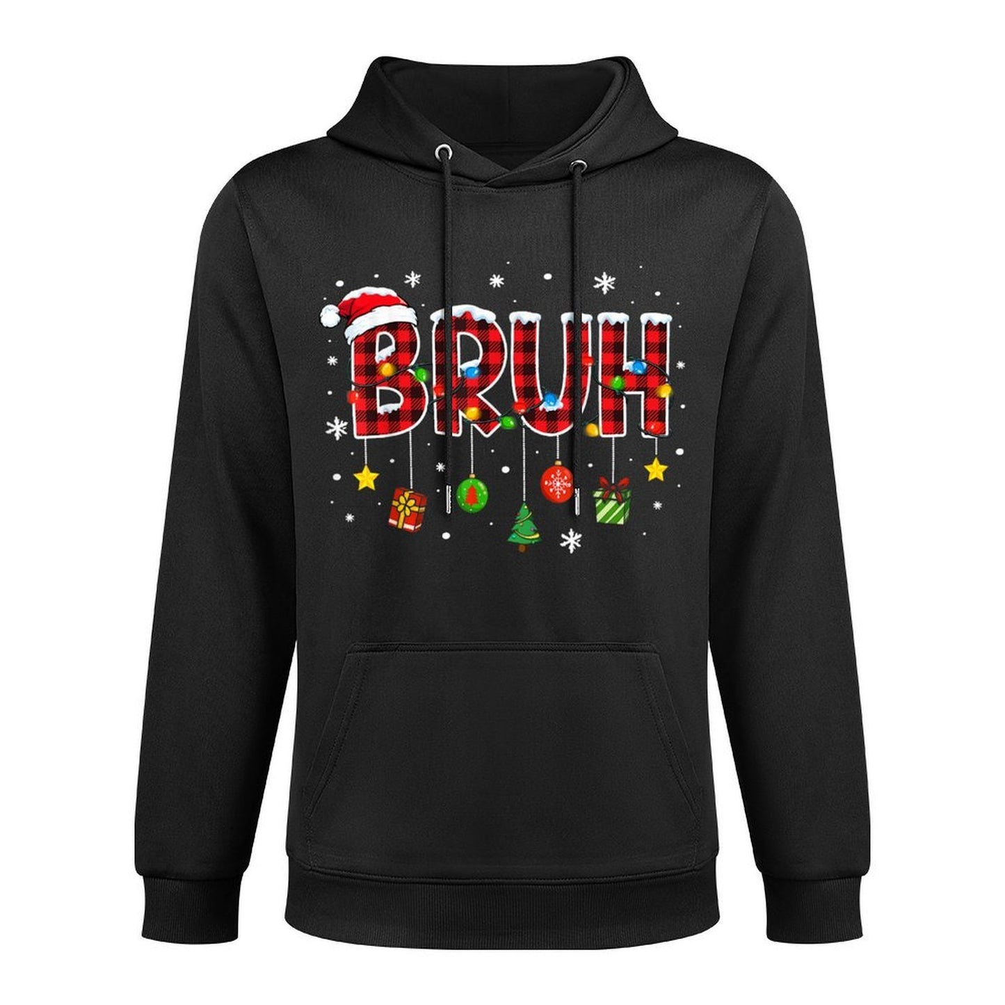 Bruh Funny Christmas Plaidns Boys Kids Xmas Pajamas Adjustable Hood Hoodie