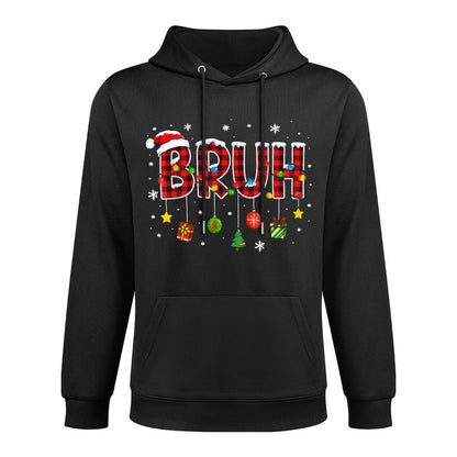 Bruh Funny Christmas Plaidns Boys Kids Xmas Pajamas Adjustable Hood Hoodie