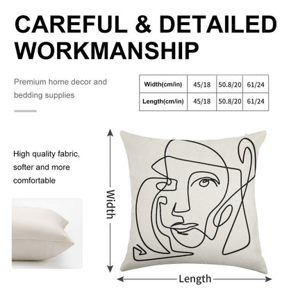 Abstract Face 1 Linen Throw Pillow Cover