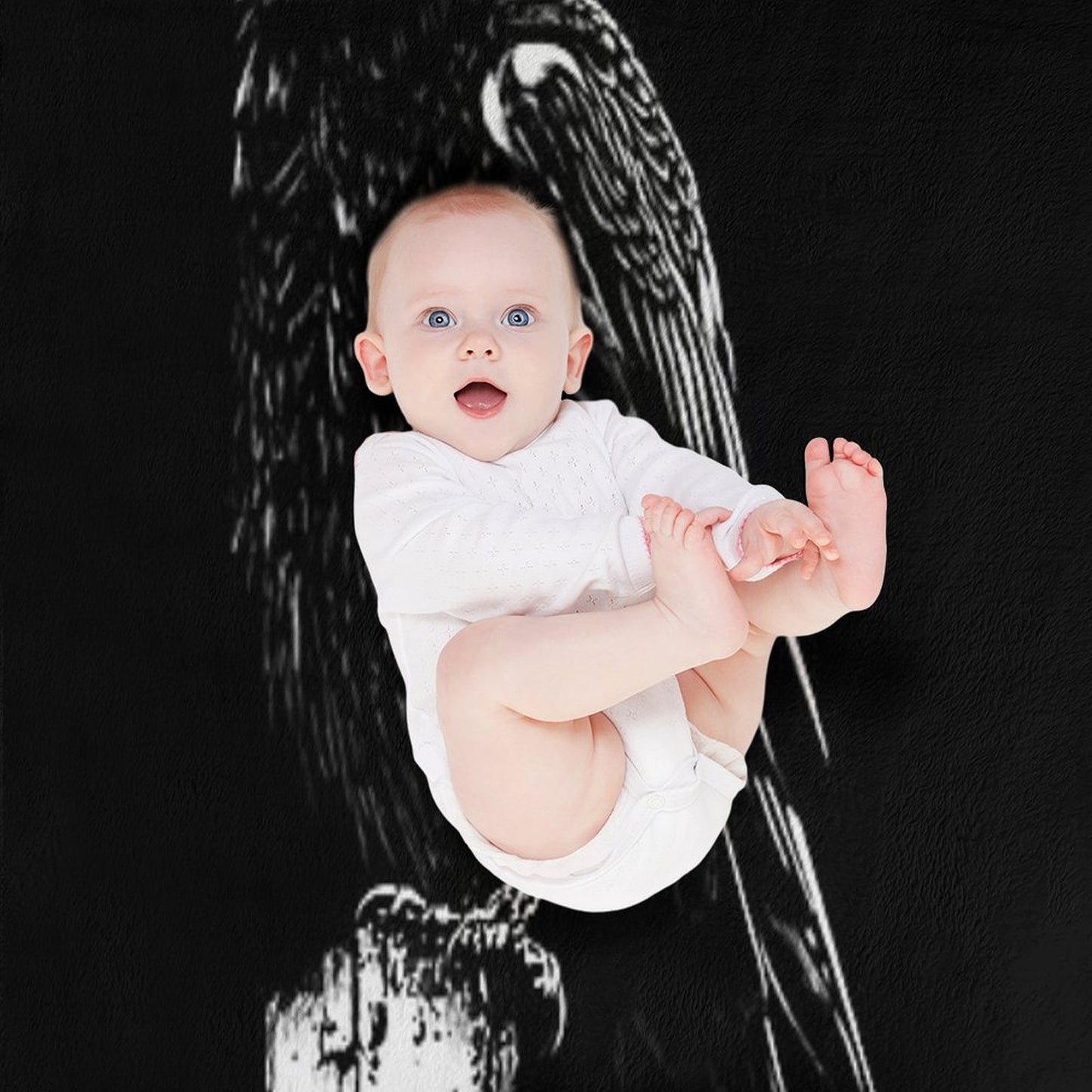 Raven #1 on Black Throw Blanket