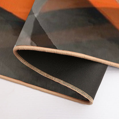 Eighties Burned Orange On Grey  Abstract Curve Pattern Bath Mat