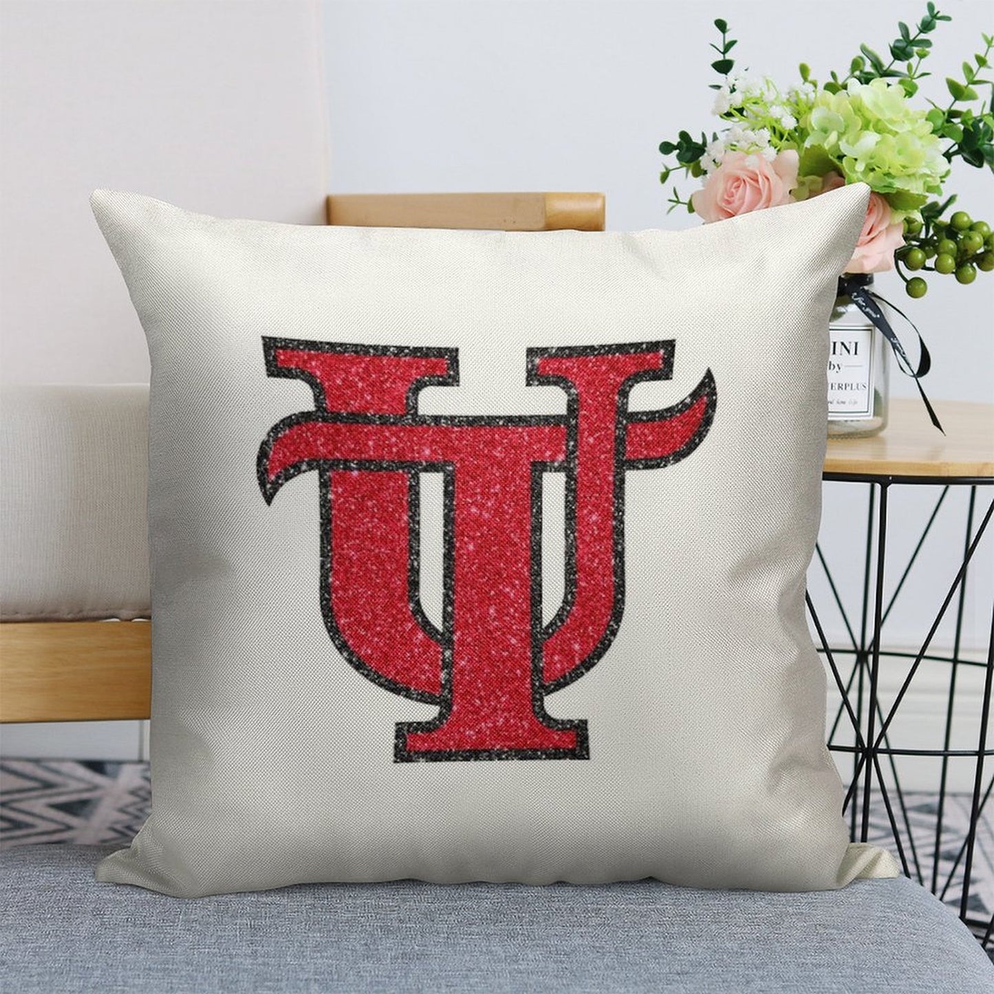 Utampa Glitter Logo Linen Throw Pillow Cover