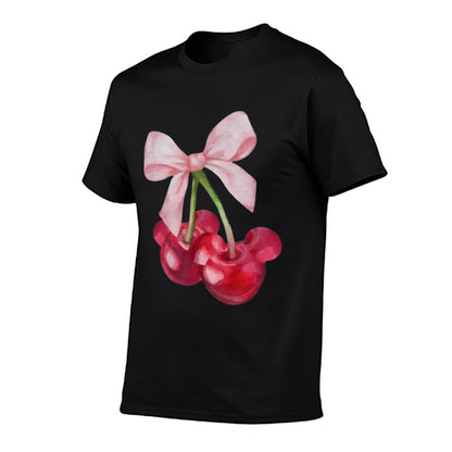 Retro Cute Mouse Ears Cherry Bow Coquette Womens T-Shirt