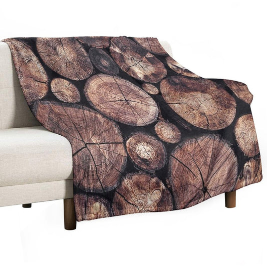 The Wood Holds Many Spirits  Vintage Moody Spiritual Forest Texture Lodge Logs With Cascadia Cabin Tree Souls Throw Blanket