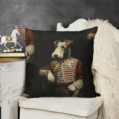 Victorian Fox Terrier In Uniform Linen Throw Pillow Cover