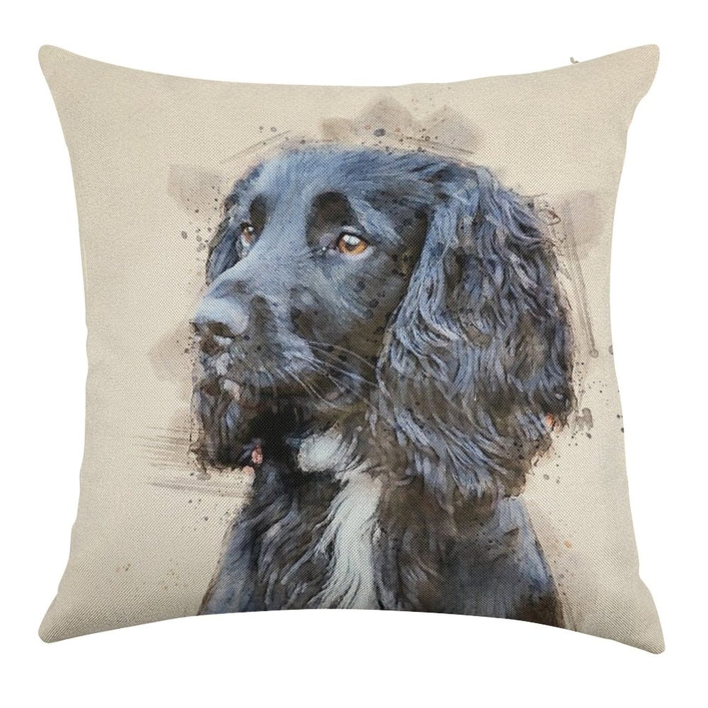Autumnal Spaniel Linen Throw Pillow Cover