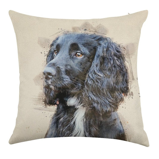 Autumnal Spaniel Linen Throw Pillow Cover