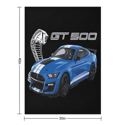 GT500 Mustang Shelby Cobra Velocity Blue Throw Blanket