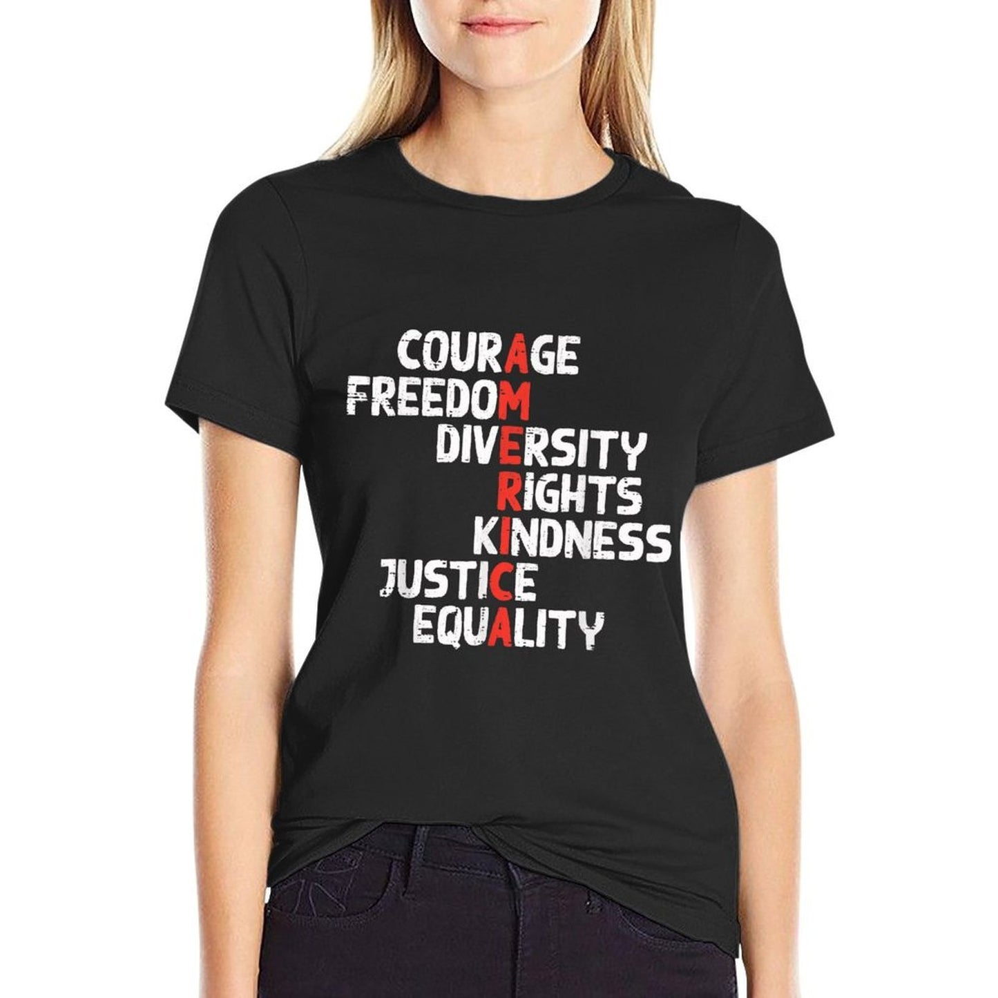 Protest America Courage Freedom Rights Resist Men Women Kids  Moisture-wicking T-Shirt