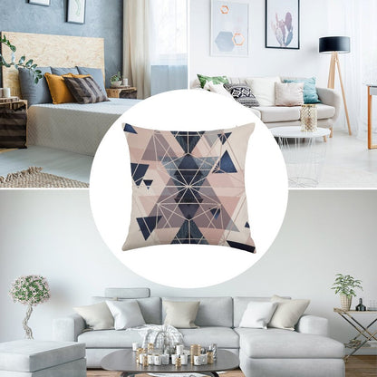 Blush Navy Geometric Linen Throw Pillow Cover